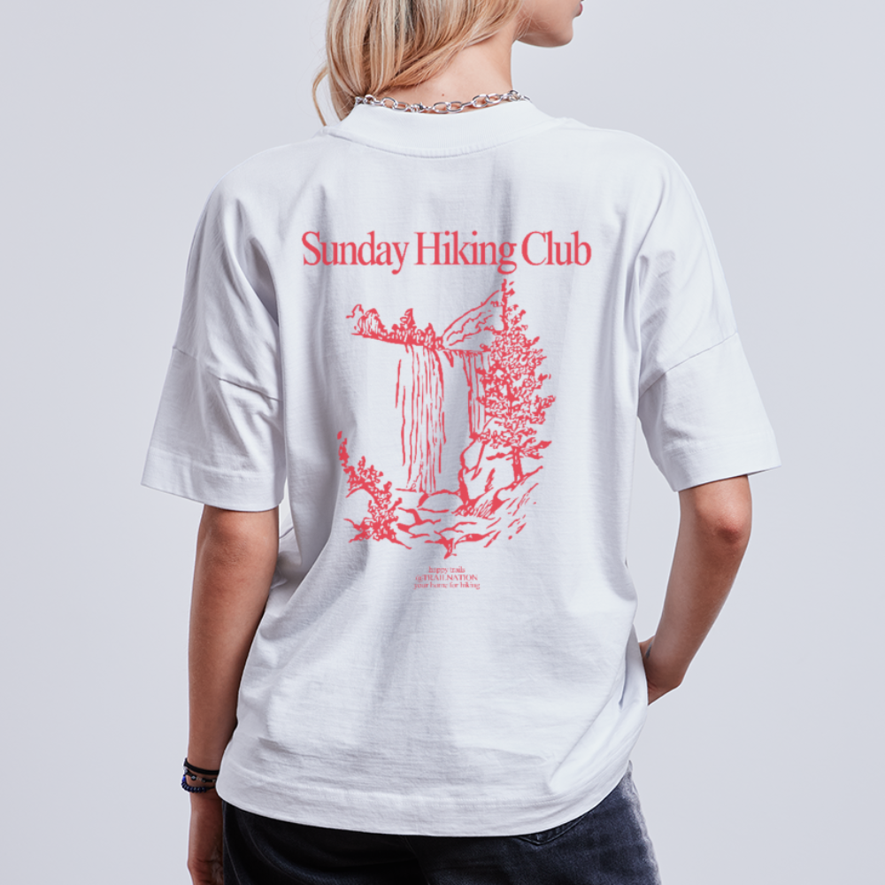 Sunday Hiking Club RED/WHITE Unisex Oversize Bio-T-Shirt - white