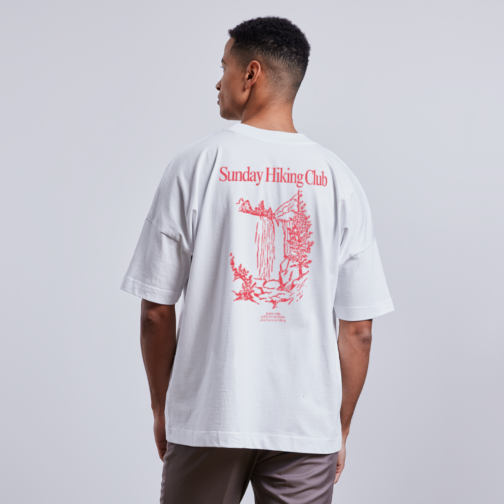 Sunday Hiking Club RED/WHITE Unisex Oversize Bio-T-Shirt - white