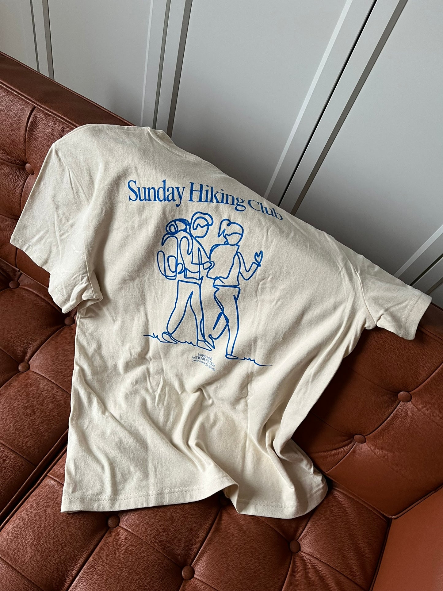 Sunday Hiking Club BLUE/BEIGE Relaxed Fit Unisex Bio-T-Shirt